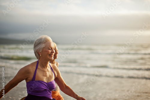 Mature women at beach